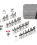 Go-To One Quarter Inch Drive Socket Set With Hex Torx Phillips Slotted And Square Bits In Case 44-Piece All-In-One Handy Kit