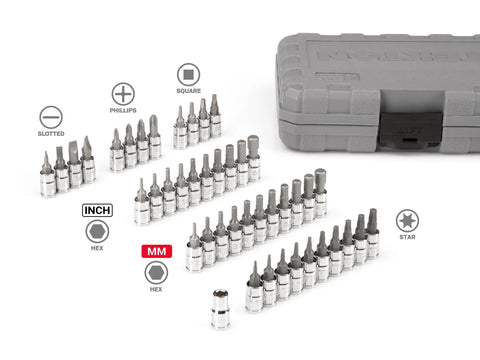 Go-To One Quarter Inch Drive Socket Set With Hex Torx Phillips Slotted And Square Bits In Case 44-Piece All-In-One Handy Kit
