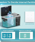 Portable 32 Quart 12 Volt Car Refrigerator And Electric Cooler with removable divider for customizable storage.