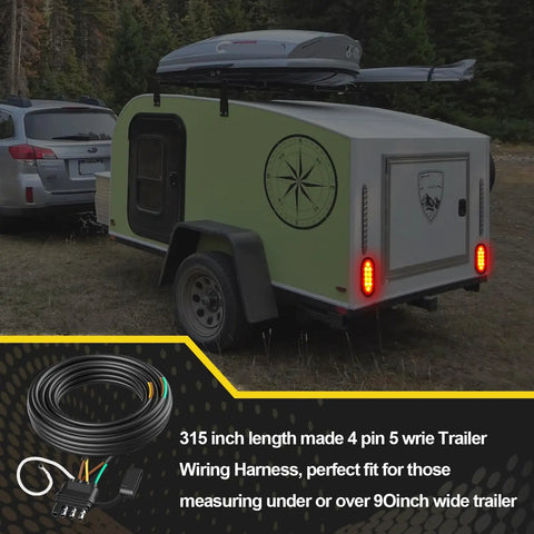 30 Foot 4 Pin 5 Wire Trailer Wiring Harness With PVC Protective Tube 4 Way Flat Trailer Connector on green RV trailer