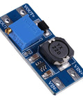 DC To DC Boost Converter Adjustable Power Supply Module 2A Two Pack For Electronics And Digital Gadgets High Efficiency Over 93 Percent Compact Dope Gear 36 X 17mm PCB Board, blue PCB