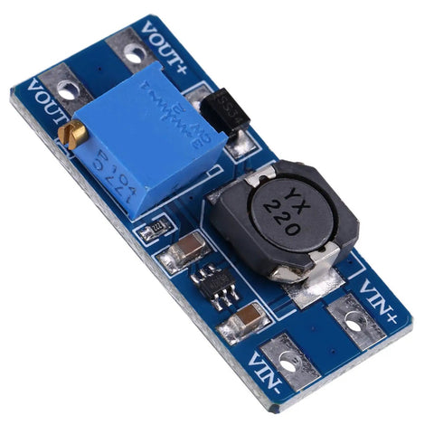 DC To DC Boost Converter Adjustable Power Supply Module 2A Two Pack For Electronics And Digital Gadgets High Efficiency Over 93 Percent Compact Dope Gear 36 X 17mm PCB Board, blue PCB