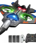 V32 Foam RC Plane With 3 Batteries Remote Control Airplane For Kids And Adults 8 To 16 Light Up Jet With 360 Flip Stunt Roll