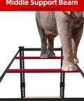 Beefy Heavy Duty Garage Storage Shelves Five Tier Metal Rack With 650 Lbs Per Shelf And 3250 Lbs Total Load Capacity Powder Coated Steel Frame With Thickened Wood Boards For Garage And Workshop, middle support beam shown