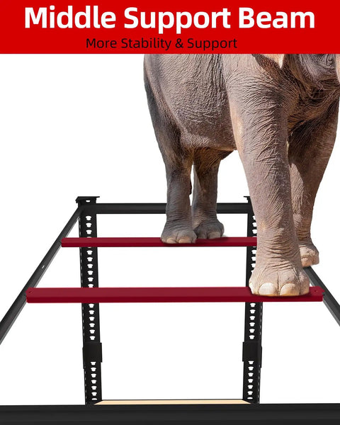 Beefy Heavy Duty Garage Storage Shelves Five Tier Metal Rack With 650 Lbs Per Shelf And 3250 Lbs Total Load Capacity Powder Coated Steel Frame With Thickened Wood Boards For Garage And Workshop, middle support beam shown