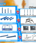 Comparison chart of Concrete Screws Kit With Drill Bit And Driver Bit For DIY Projects vs standard screws, highlighting various sizes, blue coating, and durability.