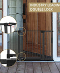 Auto Close Baby And Dog Gate For Stairs And Doorways No Drilling Pressure Mounted Black 51 Inch Safety Gate with double lock