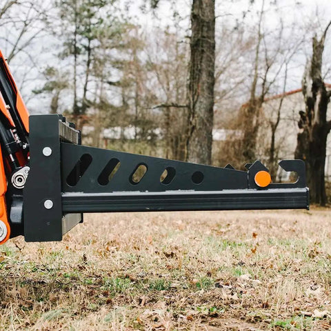 Side view of Skid Steer Sod Roller with Adjustable 36in 44in 52in Widths, Universal Quick Tach for landscaping use.