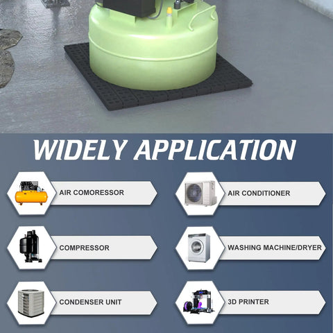 Badass Heavy Duty Rubber Anti Vibration Pads For Washers And Dryers Rigged As Shock Absorber Mounts under green air compressor.