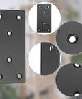 Heavy Duty Stainless Steel Mending Plates 12 Pack Black Finish Straight Brackets With Screws close-up showing mounting holes on sturdy black plate.