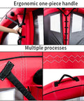 Close-up of inflatable 6m foil wing kite with ergonomic handle and durable stitches, part of surf gear for water sports.