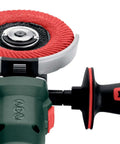 Built Tough Brushless 18V Cordless Flat Head Angle Grinder 125 MM Disc with swivel battery base for metalworking.