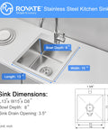 15 X 17 Inch Drop-In Black Nano Finish Bar Sink 304 Stainless Steel Prep Sink With Basket Strainer dimensions and features diagram
