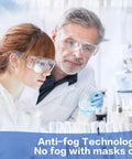 Clear Safety Glasses Over Eyeglasses 12 Pack Anti Fog Scratch Resistant Eyewear worn by researchers in a lab