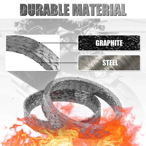 Exhaust flange gasket set, graphite and steel, for Harley motorcycles, 2 pcs, Amazon brand.