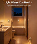 Bathroom with Easy Plug In Dusk To Dawn Night Light With 360 Degree Rotating LED, Auto On Off Sensor, Warm Glow For Kids And Adults