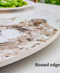 Close-up of Kickass Lazy Susan Turntable For Dining Tables featuring round edges and a marble look surface.