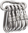 Beefy Locking Carabiner Clips 2.36 Inch Heavy Duty Stainless Steel 6 Pack With Thumb Screw Spring Hooks 304 Premium Gear Clip