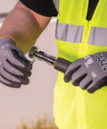 Cut Resistant Nitrile Coated Work Gloves With HPPE, Touchscreen Compatible, ANSI A4, medium size, used in construction work