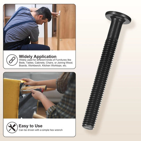 Rock Solid Baby Crib Hardware Pack Featuring Hella Durable Barrel Nuts And Flat Head Screws For Pain Free Furniture Assembly M6 By 1x80 Millimeter Replacement Fasteners With Wrench twenty four piece set showing M6 bolt and application instructions.