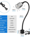 10W Magnetic LED Work Light With Flexible Gooseneck And Magnetic Base 1000 Lumen 6500K White Light For Workbench Lathe Sewing Machine.