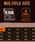 Chart showing multiple sizes of 8x8 Ft 8 Mil Waterproof Poly Tarp With UV Resistant And Tear Resistant Reversible Design
