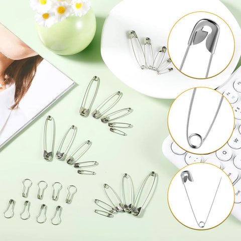 Ready To Rock Solid Stainless Steel Safety Pins 500 Pack Assorted Gourd And Round Designs 22 To 54 Millimeters Includes Nifty Storage Box Perfect For Sewing Crafting Quilting And Apparel Repair On The Fly