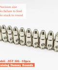 Ten bright silver Steel Safety Practice Rounds For Dry Fire Training, Action Trainer Dummy Rounds For Pistol Caliber 357 SIG