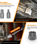 Six Piece Twist Socket Lug Nut Remover Tool Kit For Half Inch Drive Impact Use with bolt and screw extractors detail image.