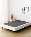 Rock Solid King Size Box Spring With Seven Inch Steel Bed Base Foundation and Dust Resistant Fabric Cover in modern bedroom setting.