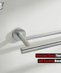 Close-up of Sturdy Stainless Steel Towel Bar, 304 Grade, brushed finish, wall-mounted with AIO casting base.