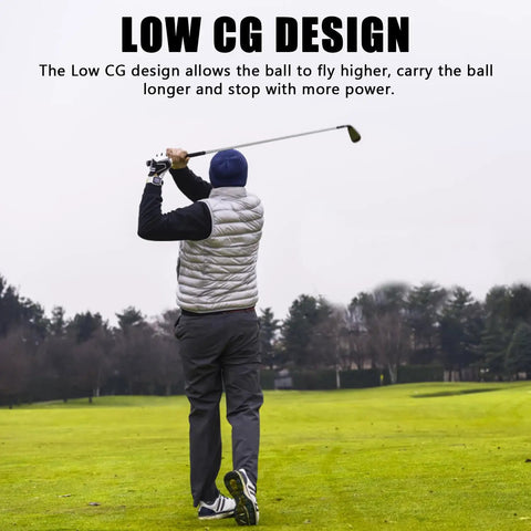Golfer using Pro Grade Men Golf Irons Set With Steel Shaft For Right Hand Golfers Stiff Flex Featuring CNC Grooves.