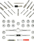 40 Piece Tap And Die Set With Metric M3 To M12 And SAE Sizes Pro Grade All In One Threading Kit For Cutting External And Internal Threads