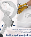 Universal Adjustable Double End Wrench For Faucets And Plumbing All In One Basin Nut Tool with built-in spring adjustment in use