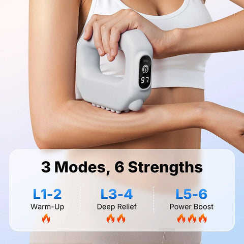 Woman using Vibration Plate For Lymphatic Drainage And Whole Body Workout For Women With Adjustable Strap 6 Level Vibration in grey