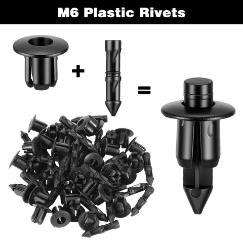 M6 plastic rivets from 120 Piece Plastic Push Pin Clips Set For UTV ATV Motorcycle M6 M7 M8 Fasteners And Retainers shown in detail