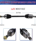Front CV Axles Replacement For Honda Pilot 2009 2010 2011 EX LX Front Left And Right With ABS Ring Included OE Numbers NCV21552 NCV21553 29 Spline Count, left axle 28.78in