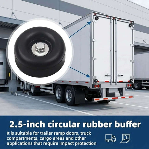 Heavy Duty 2.5 Inch Ramp Door Rubber Bumpers For Trailers With Screw And Washer Kits, High Density Durable Pads To Protect Trailer Backs From Harsh Weather Damage And Wear And Tear, mounted on trailer door