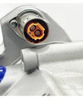 Connectors of Heavy Gauge Electric AC Compressor Built For Mercedes Benz Smart ForTwo Genie showing aluminum detail.