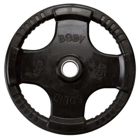 Heavy Duty Rubber Coated Olympic Weight Plate 45 Pounds with solid iron core, designed for home gym strength training.