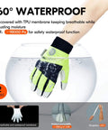 Winter Lined Premium Pigskin Leather Waterproof Work Gloves Two Pairs submerged in water demonstrating waterproof feature.