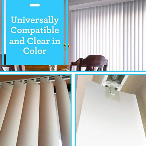 10 Pcs Vertical Blind Repair Clip Set With Clear Tabs Replacement For Quick DIY Fixes, installed on vertical blinds