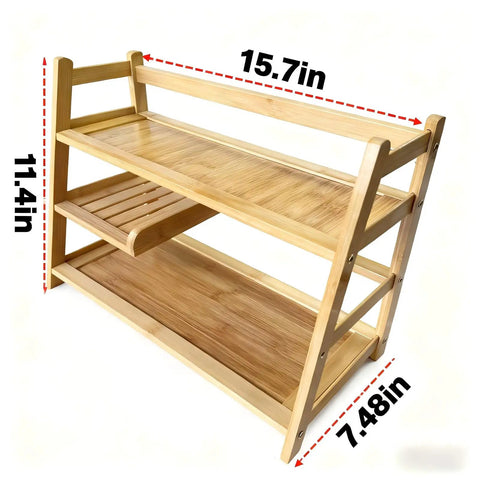 Bamboo Matcha Station Organizer With 3 Tier Shelf Large Capacity For Coffee And Tea Bar Accessories Easy Tool Free Assembly