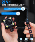 Hand holding 2 In 1 Bike Horn With Headlight 118dB Loud Bicycle Bell USB C Rechargeable Three Light Modes IP65 Waterproof DIY