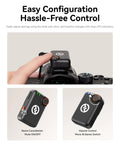 M2S Lark M2S Wireless Microphone Bundle For iPhone Camera Android And PC on camera with easy control buttons visible