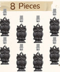 Owl Shaped Cast Iron Tablecloth Weights Set Of Eight, heavy duty clip on weights with stainless steel clamps and waterproof finish.