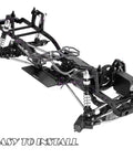 Carbon Fiber LCG Chassis Kit For 1x10 RC Crawler SCX10 SCX10 II Capra 1.9 UTB And Other DIY Builds With Beefed Up Front Mounted Transmission And Lightweight Strength Upgrade, shown fully assembled.