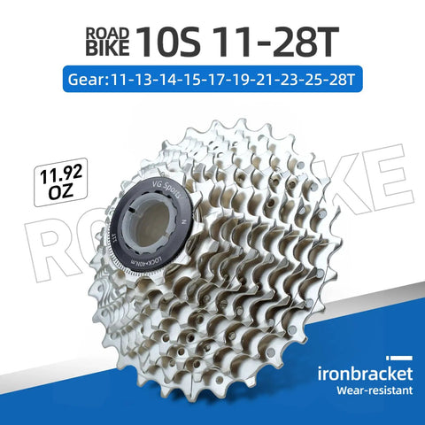 10 Speed Bicycle Cassette For Mountain And Road Bikes 11 28T 11.92oz nickel plated steel cogs, road bike compatible
