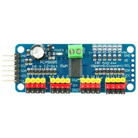 2 Pack PCA9685 16 Channel 12 Bit PWM Servo Controller Module With I2C Interface for Raspberry Pi and Arduino, top view