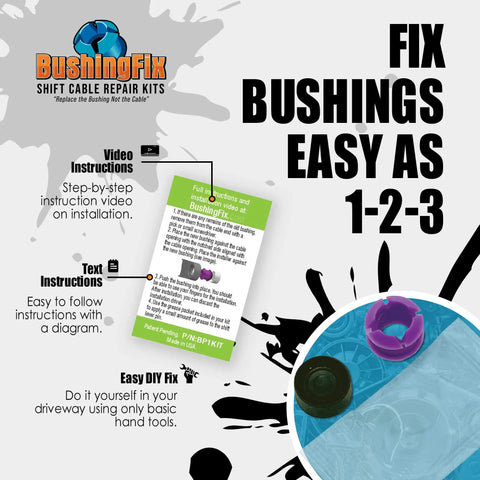 Universal Automatic Transmission Shift Cable Bushing Repair Kit Replacement Shifter Bushing instructions and components visual